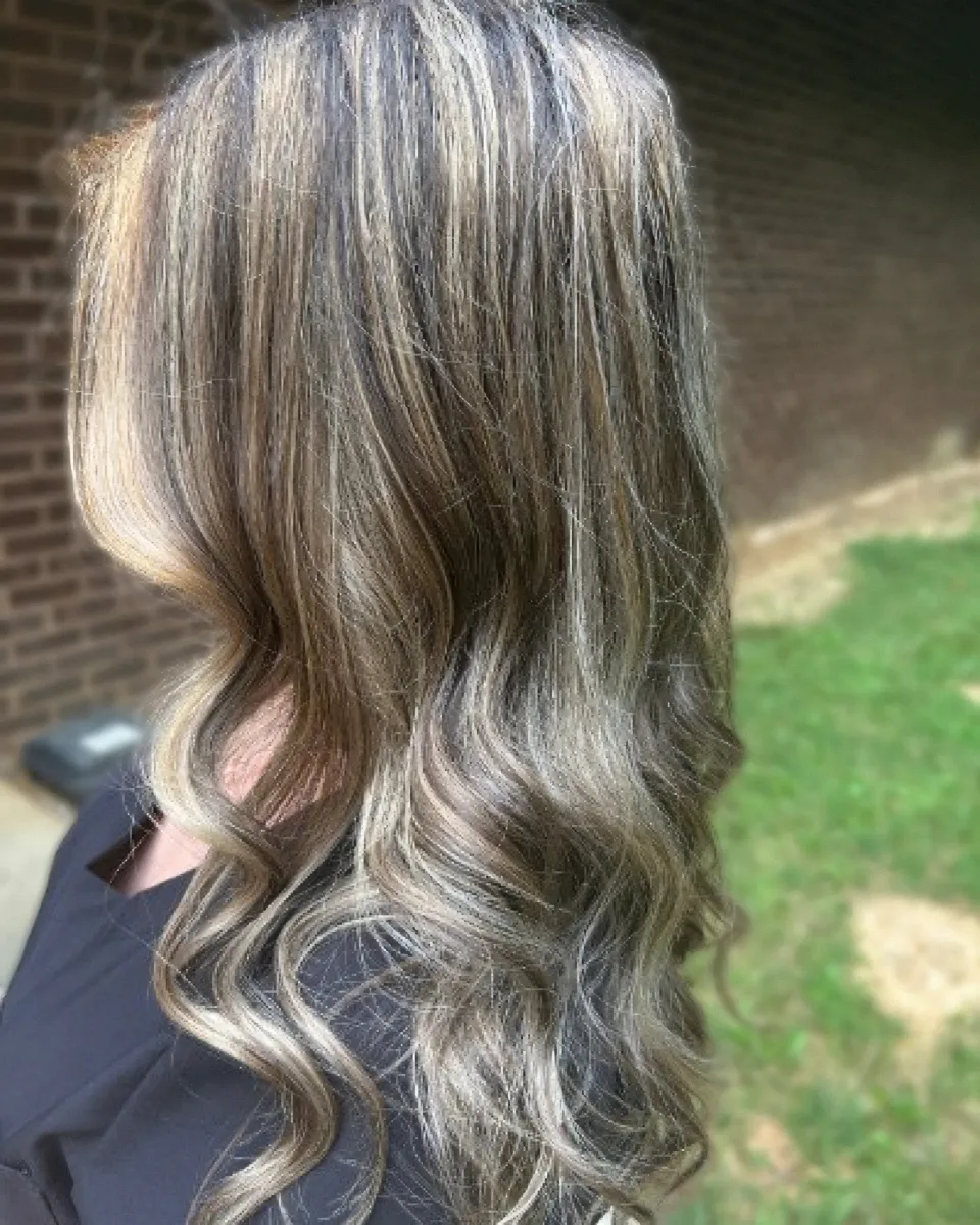 Ash blonde dimensional color, soft wave